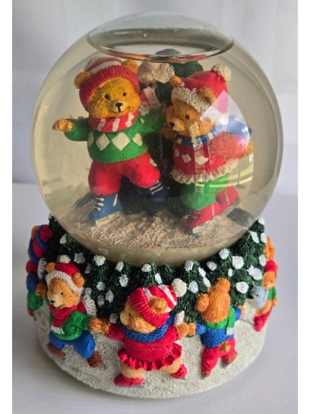 1995 Teddy Bears Musical Snow Globe "Let it Snow" San Francisco Music Box Co.